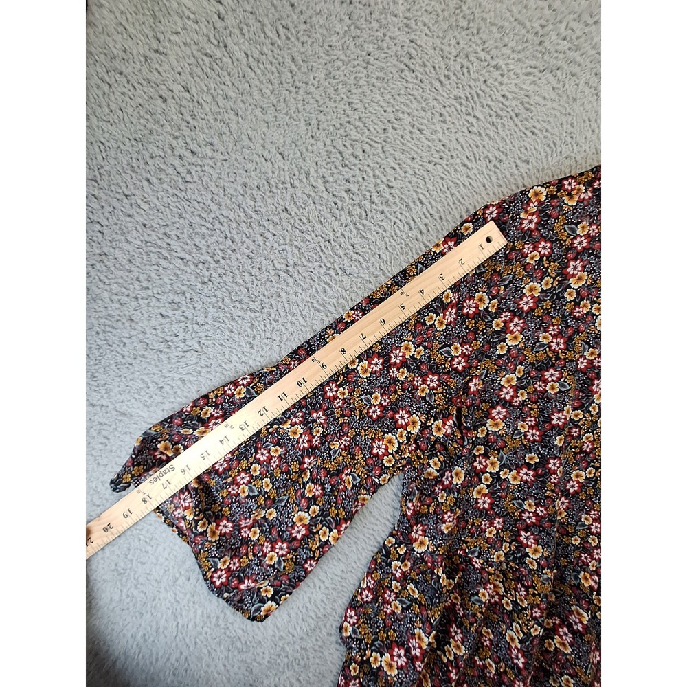Time and Tru Blouse Womens XL‎ Floral Peplum Bell Sleeve Boho Cottagecore Cute - Picture 4 of 8